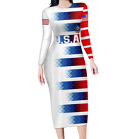 USA Soccer Family Matching Long Sleeve Bodycon Dress and Hawaiian Shirt Summer Paris 2024 - Wonder Print Shop
