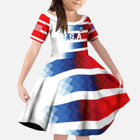 USA Soccer Family Matching Off Shoulder Maxi Dress and Hawaiian Shirt Summer Paris 2024 - Wonder Print Shop