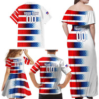 USA Soccer Family Matching Off Shoulder Maxi Dress and Hawaiian Shirt Summer Paris 2024 - Wonder Print Shop