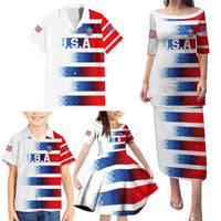 USA Soccer Family Matching Puletasi and Hawaiian Shirt Summer Paris 2024 - Wonder Print Shop