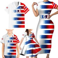 USA Soccer Family Matching Short Sleeve Bodycon Dress and Hawaiian Shirt Summer Paris 2024 - Wonder Print Shop