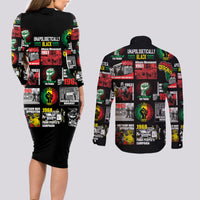 Civil Rights Movement Couples Matching Long Sleeve Bodycon Dress and Long Sleeve Button Shirts Poster Art Black Pride - Wonder Print Shop