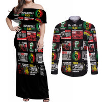 Civil Rights Movement Couples Matching Off Shoulder Maxi Dress and Long Sleeve Button Shirts Poster Art Black Pride - Wonder Print Shop