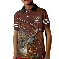 Deer Hunting Kid Polo Shirt In The Forest Brown - Wonder Print Shop