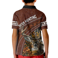 Deer Hunting Kid Polo Shirt In The Forest Brown - Wonder Print Shop