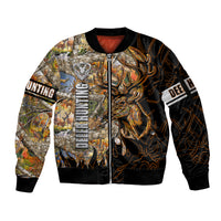 Deer Hunting Sleeve Zip Bomber Jacket Autumn Forest - Wonder Print Shop