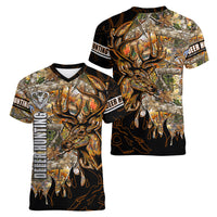 Deer Hunting Women V Neck T Shirt Autumn Forest - Wonder Print Shop