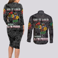 Personalized I'm Black and I'm Proud African Couples Matching Long Sleeve Bodycon Dress and Long Sleeve Button Shirt - Wonder Print Shop