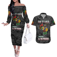 Personalized I'm Black and I'm Proud African Couples Matching Off The Shoulder Long Sleeve Dress and Hawaiian Shirt - Wonder Print Shop