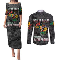 Personalized I'm Black and I'm Proud African Couples Matching Puletasi and Long Sleeve Button Shirt - Wonder Print Shop