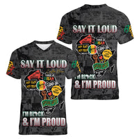 Personalized I'm Black and I'm Proud African Women V Neck T Shirt - Wonder Print Shop