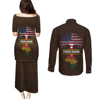 Personalized African Root Couples Matching Puletasi and Long Sleeve Button Shirt - Wonder Print Shop
