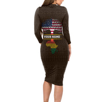 Personalized African Root Long Sleeve Bodycon Dress - Wonder Print Shop