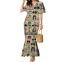 Multi Color Adinkra Symbols Mermaid Dress African Adrinkra - Wonder Print Shop