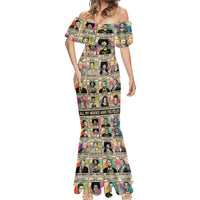 Multi Color Adinkra Symbols Mermaid Dress African Adrinkra - Wonder Print Shop