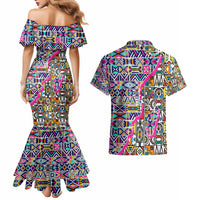 African Ndebele Pattern Couples Matching Mermaid Dress and Hawaiian Shirt - Wonder Print Shop