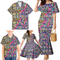 African Ndebele Pattern Family Matching Mermaid Dress and Hawaiian Shirt - Wonder Print Shop