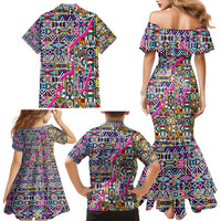 African Ndebele Pattern Family Matching Mermaid Dress and Hawaiian Shirt - Wonder Print Shop