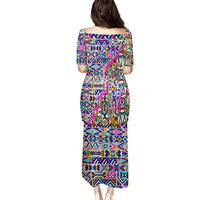 African Ndebele Pattern Family Matching Puletasi Dress and Hawaiian Shirt - Wonder Print Shop