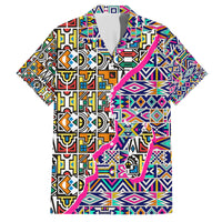 African Ndebele Pattern Family Matching Short Sleeve Bodycon Dress and Hawaiian Shirt - Wonder Print Shop