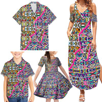 African Ndebele Pattern Family Matching Summer Maxi Dress and Hawaiian Shirt - Wonder Print Shop