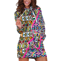 African Ndebele Pattern Hoodie Dress - Wonder Print Shop