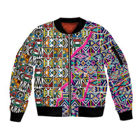African Ndebele Pattern Sleeve Zip Bomber Jacket - Wonder Print Shop