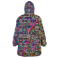 African Ndebele Pattern Wearable Blanket Hoodie - Wonder Print Shop