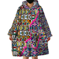 African Ndebele Pattern Wearable Blanket Hoodie - Wonder Print Shop