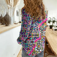 African Ndebele Pattern Women Casual Shirt - Wonder Print Shop