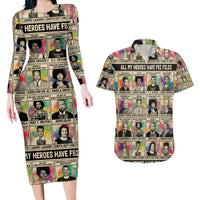 All My Heroes Have FBI Files Couples Matching Long Sleeve Bodycon Dress and Hawaiian Shirt Civil Rights Leaders - Wonder Print Shop