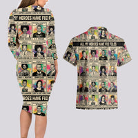 All My Heroes Have FBI Files Couples Matching Long Sleeve Bodycon Dress and Hawaiian Shirt Civil Rights Leaders - Wonder Print Shop