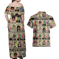 All My Heroes Have FBI Files Couples Matching Off Shoulder Maxi Dress and Hawaiian Shirt Civil Rights Leaders - Wonder Print Shop
