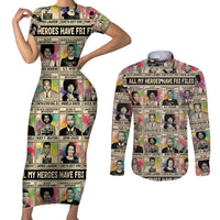 All My Heroes Have FBI Files Couples Matching Short Sleeve Bodycon Dress and Long Sleeve Button Shirts Civil Rights Leaders - Wonder Print Shop
