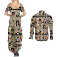 All My Heroes Have FBI Files Couples Matching Summer Maxi Dress and Long Sleeve Button Shirts Civil Rights Leaders - Wonder Print Shop