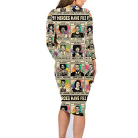 All My Heroes Have FBI Files Family Matching Long Sleeve Bodycon Dress and Hawaiian Shirt Civil Rights Leaders - Wonder Print Shop