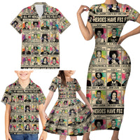 All My Heroes Have FBI Files Family Matching Short Sleeve Bodycon Dress and Hawaiian Shirt Civil Rights Leaders - Wonder Print Shop
