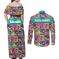 African Women Inventors Couples Matching Off Shoulder Maxi Dress and Long Sleeve Button Shirts Without Black Women These Things Would Not Exist - Wonder Print Shop