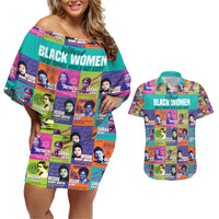 African Women Inventors Couples Matching Off Shoulder Short Dress and Hawaiian Shirt Without Black Women These Things Would Not Exist - Wonder Print Shop