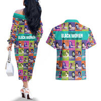 African Women Inventors Couples Matching Off The Shoulder Long Sleeve Dress and Hawaiian Shirt Without Black Women These Things Would Not Exist - Wonder Print Shop