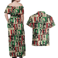 A To Z Of Black Heroes Couples Matching Off Shoulder Maxi Dress and Hawaiian Shirt Civil Rights Leaders - Wonder Print Shop