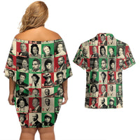 A To Z Of Black Heroes Couples Matching Off Shoulder Short Dress and Hawaiian Shirt Civil Rights Leaders - Wonder Print Shop