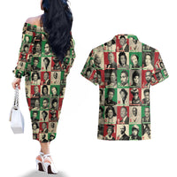 A To Z Of Black Heroes Couples Matching Off The Shoulder Long Sleeve Dress and Hawaiian Shirt Civil Rights Leaders - Wonder Print Shop