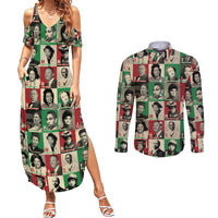 A To Z Of Black Heroes Couples Matching Summer Maxi Dress and Long Sleeve Button Shirts Civil Rights Leaders - Wonder Print Shop