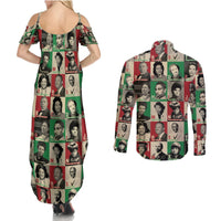 A To Z Of Black Heroes Couples Matching Summer Maxi Dress and Long Sleeve Button Shirts Civil Rights Leaders - Wonder Print Shop