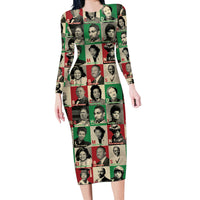 A To Z Of Black Heroes Long Sleeve Bodycon Dress Civil Rights Leaders - Wonder Print Shop