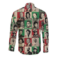A To Z Of Black Heroes Long Sleeve Button Shirt Civil Rights Leaders - Wonder Print Shop
