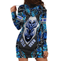 Wild Deer Hunting Hoodie Dress Skull Blue Art - Wonder Print Shop