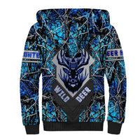 Wild Deer Hunting Sherpa Hoodie Skull Blue Art - Wonder Print Shop