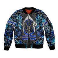 Wild Deer Hunting Sleeve Zip Bomber Jacket Skull Blue Art - Wonder Print Shop